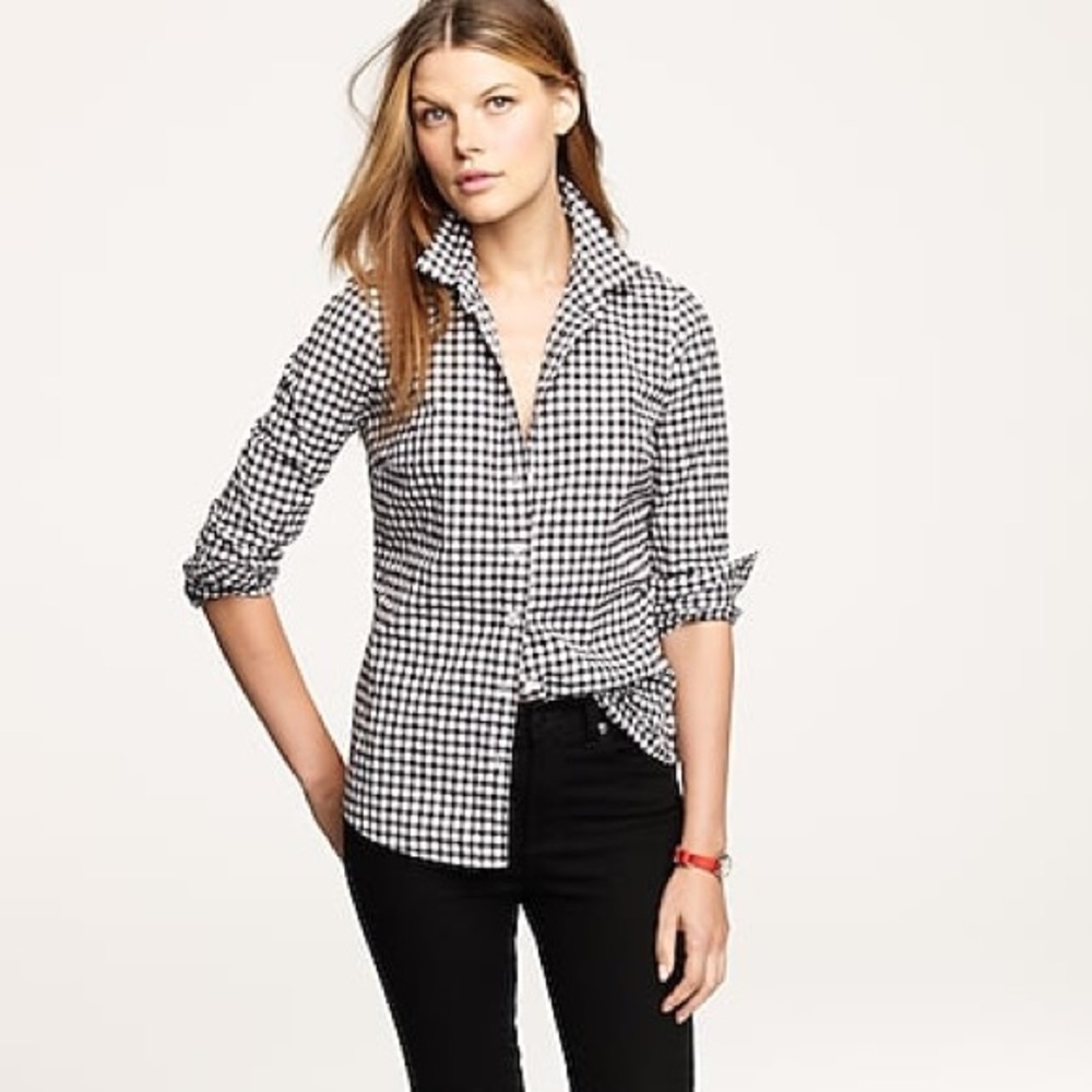 J. CREW PERFECT BLUE GINGHAM SHIRT SZ SMALL